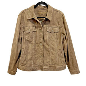 Lauren Jeans Co Women’s Jacket Brown Cropped Denim Button Up Plus Size 2X